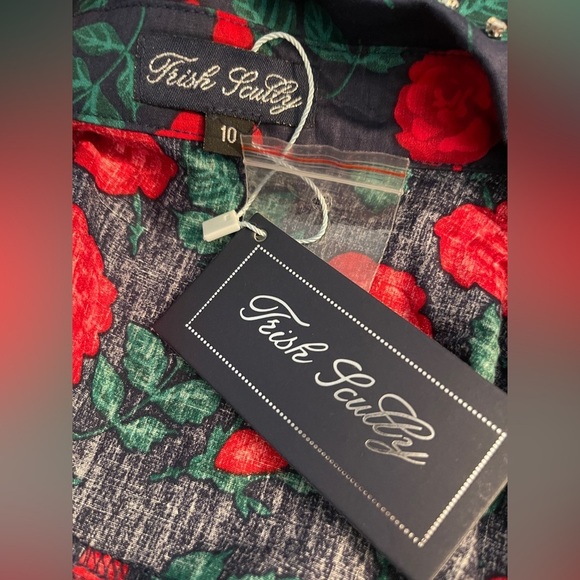 TRISH SCULLY romantic, NAVY ROSE FLORAL MAXI cotton SIZE 10 - Picture 7 of 9